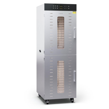 Klarstein Dörrautomat Edelstahl – 4.000-W-Dörrgerät, 48 Edelstahl-Einlegeböden, 30–90 °C, 24-Stunden-Timer, 6 Ventilatoren, 2 Trockenkammern, 50–55 dB, ideal für Obst, Gemüse, Fleisch, Kräuter, Silber