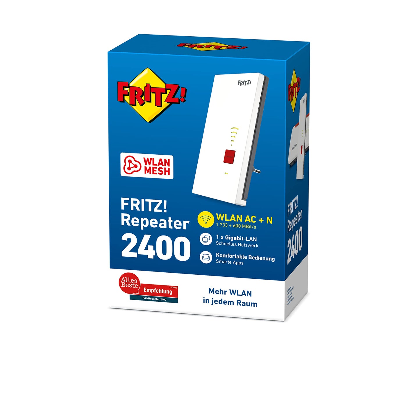 FRITZ!Repeater 2400 – Dual-WLAN AC+N Repeater mit bis zu 1.733 MBit/s & LAN