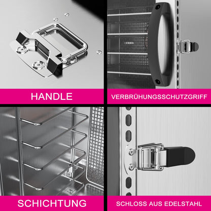 Lecon Dehydrator Stainless Steel Dehydrator Food 30-90°C, 24-Hour Timer Dehydrator for Food, Meat, Fruit, Vegetable Dryer, Fruit Dryer, Dehydrator with Apron, Sealed Tank (8 Levels)